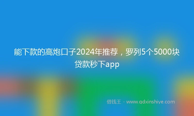 能下款的高炮口子2024年推荐，罗列5个5000块贷款秒下app