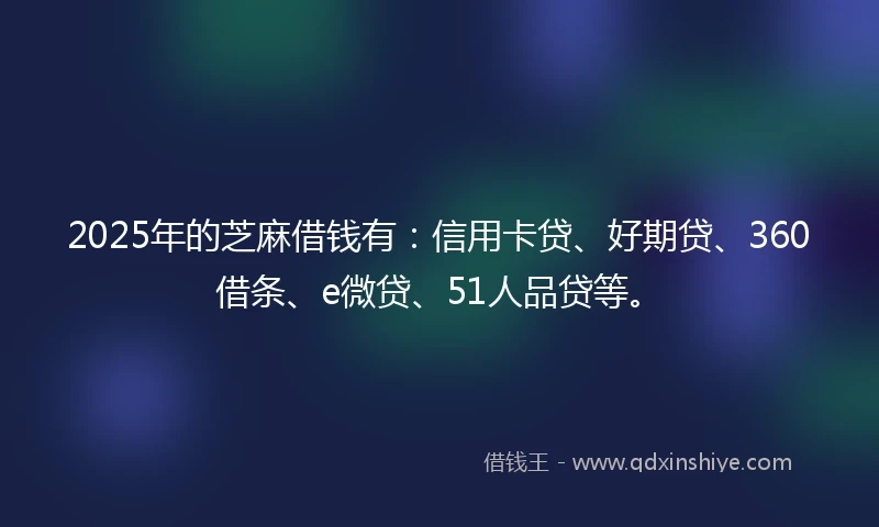 2025年的芝麻借钱有：信用卡贷、好期贷、360借条、e微贷、51人品贷等。