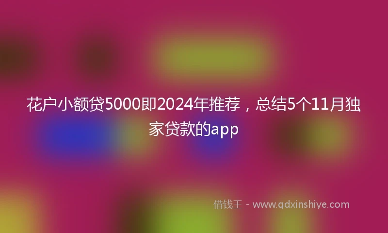 花户小额贷5000即2024年推荐，总结5个11月独家贷款的app