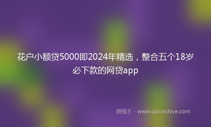 花户小额贷5000即2024年精选，整合五个18岁必下款的网贷app