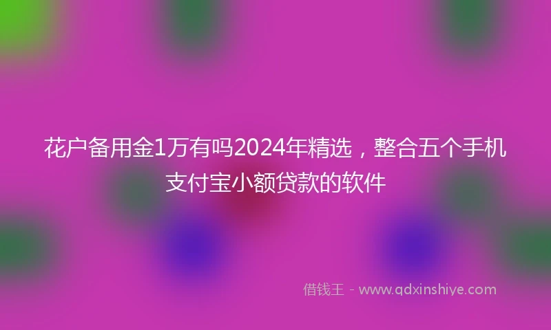 花户备用金1万有吗2024年精选，整合五个手机支付宝小额贷款的软件