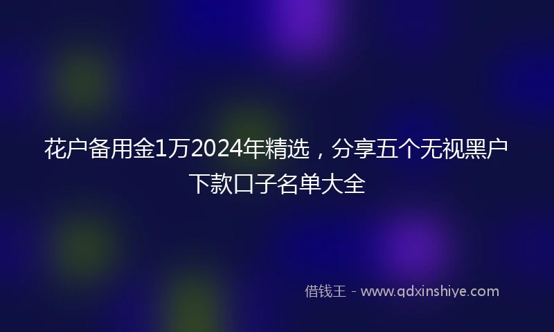 花户备用金1万2024年精选，分享五个无视黑户下款口子名单大全