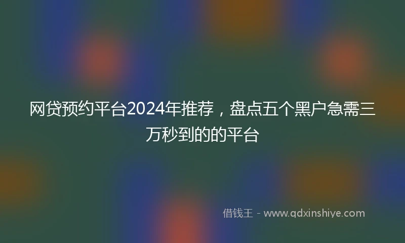 网贷预约平台2024年推荐，盘点五个黑户急需三万秒到的的平台