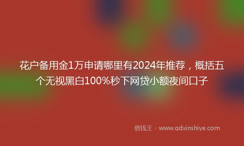 花户备用金1万申请哪里有2024年推荐，概括五个无视黑白100%秒下网贷小额夜间口子