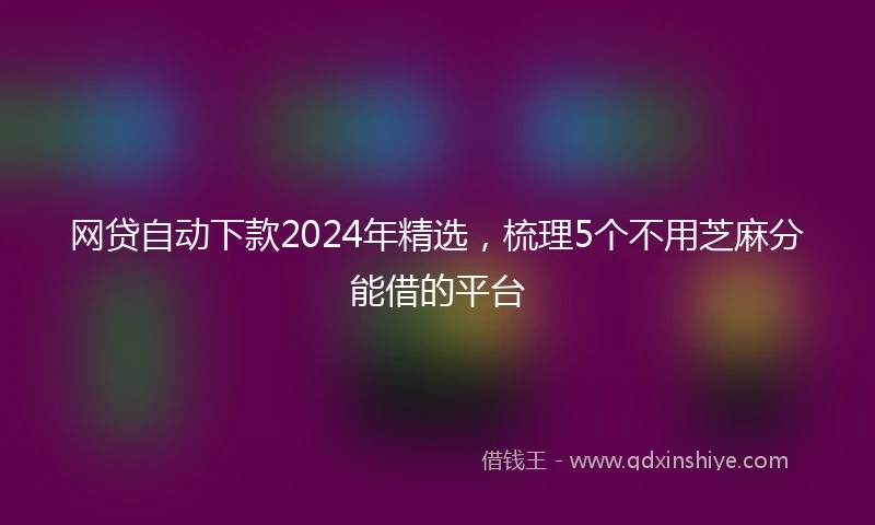 网贷自动下款2024年精选，梳理5个不用芝麻分能借的平台