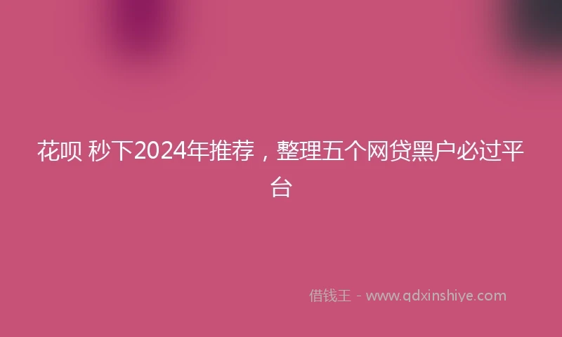 花呗 秒下2024年推荐，整理五个网贷黑户必过平台