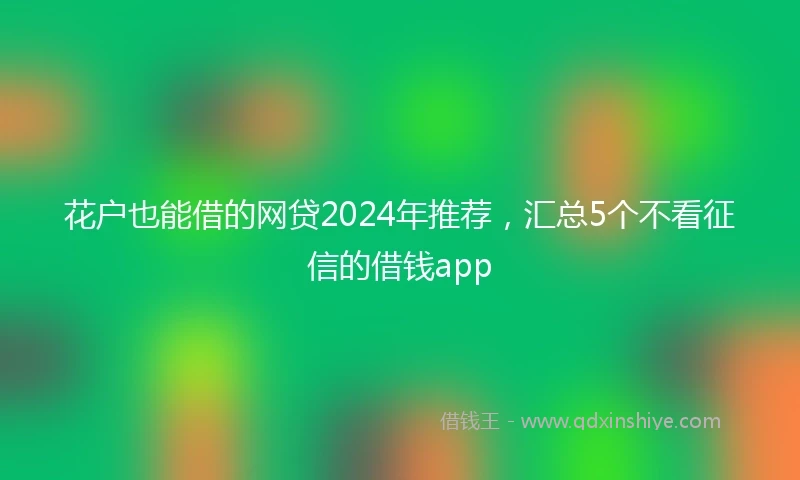 花户也能借的网贷2024年推荐，汇总5个不看征信的借钱app