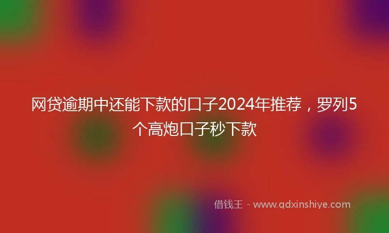 网贷逾期中还能下款的口子2024年推荐，罗列5个高炮口子秒下款