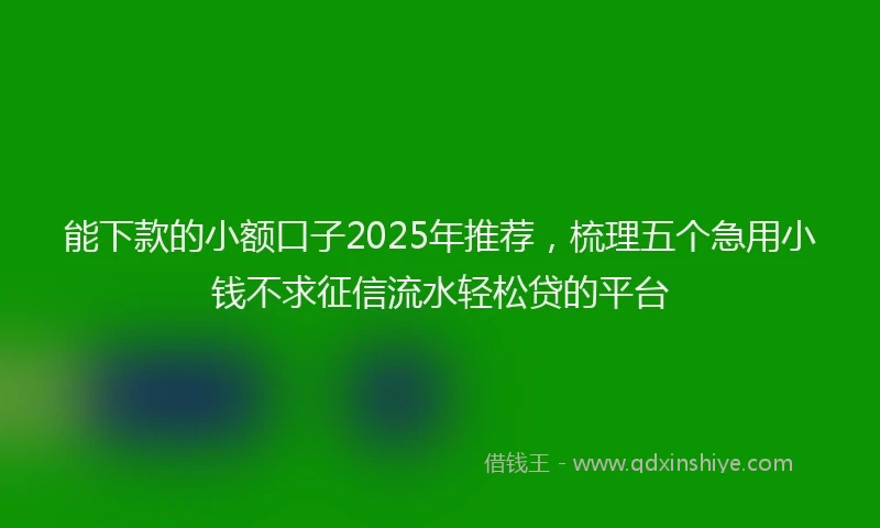 能下款的小额口子2025年推荐，梳理五个急用小钱不求征信流水轻松贷的平台