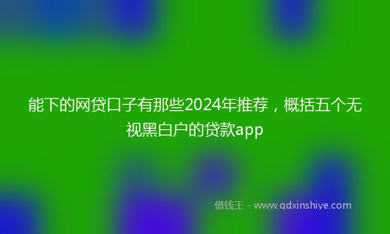 能下的网贷口子有那些2024年推荐，概括五个无视黑白户的贷款app