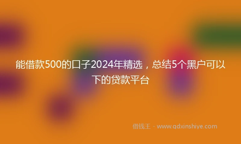 能借款500的口子2024年精选，总结5个黑户可以下的贷款平台