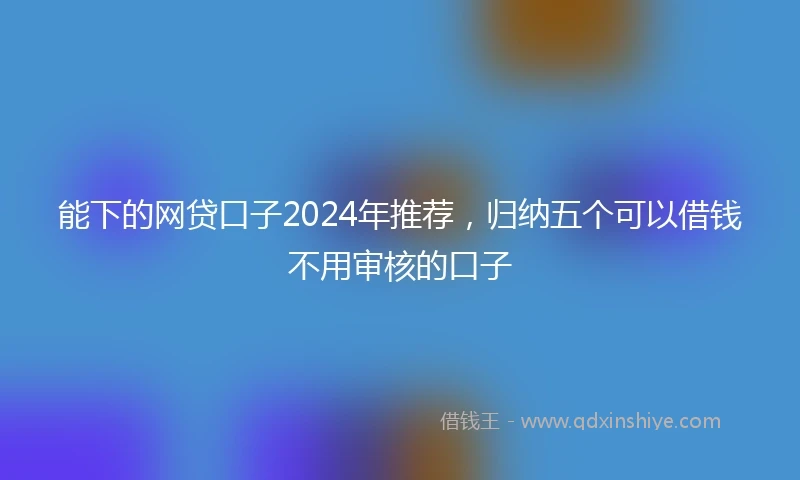 能下的网贷口子2024年推荐，归纳五个可以借钱不用审核的口子