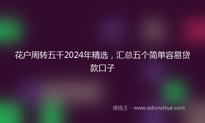 花户周转五千2024年精选，汇总五个简单容易贷款口子
