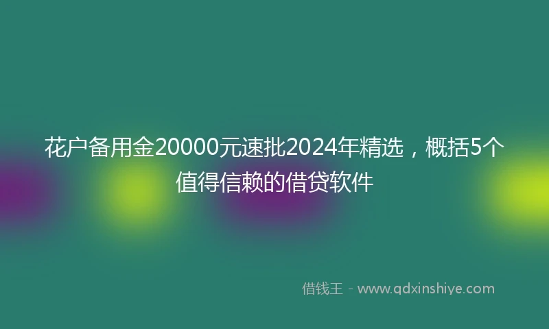 花户备用金20000元速批2024年精选,概括5个值得信赖的借贷软件