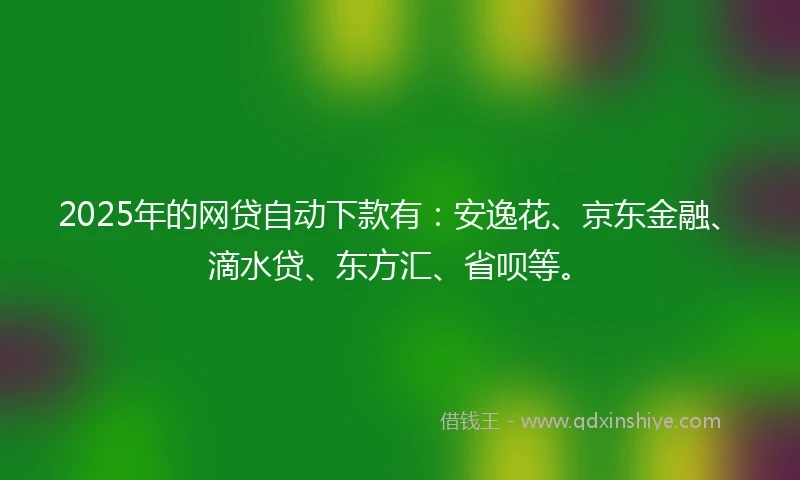 2025年的网贷自动下款有：安逸花、京东金融、滴水贷、东方汇、省呗等。