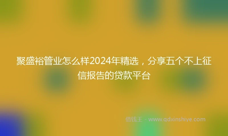 聚盛裕管业怎么样2024年精选，分享五个不上征信报告的贷款平台