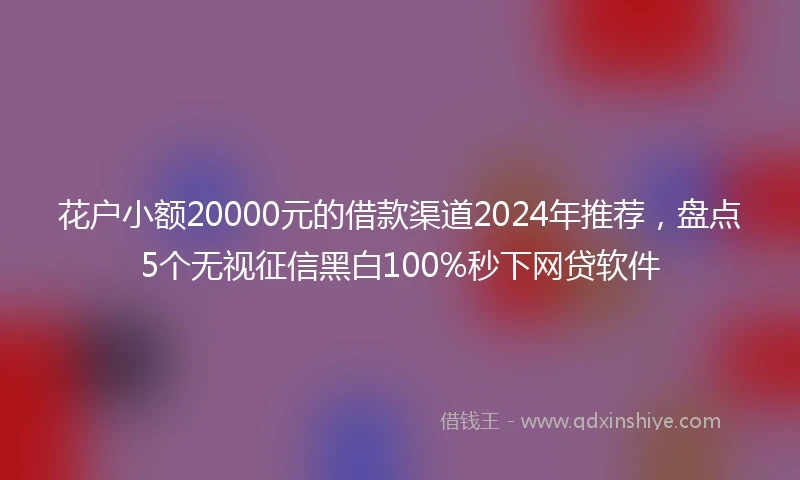 花户小额20000元的借款渠道2024年推荐，盘点5个无视征信黑白100%秒下网贷软件
