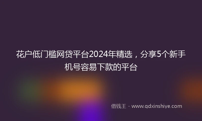 花户低门槛网贷平台2024年精选，分享5个新手机号容易下款的平台