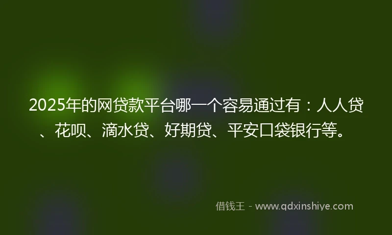 2025年的网贷款平台哪一个容易通过有：人人贷、花呗、滴水贷、好期贷、平安口袋银行等。