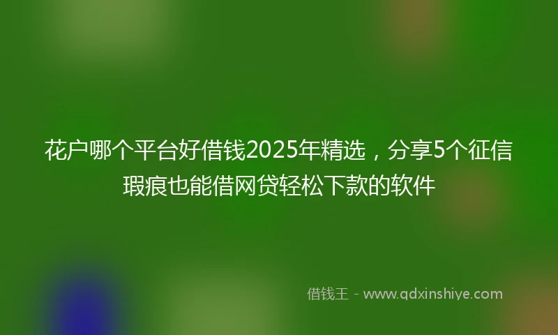 花户哪个平台好借钱2025年精选,分享5个征信瑕疵也能借网贷轻松下款的软件
