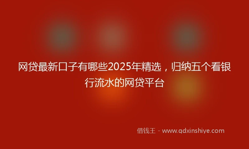 网贷最新口子有哪些2025年精选，归纳五个看银行流水的网贷平台