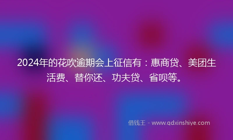 2024年的花吹逾期会上征信有：惠商贷、美团生活费、替你还、功夫贷、省呗等。