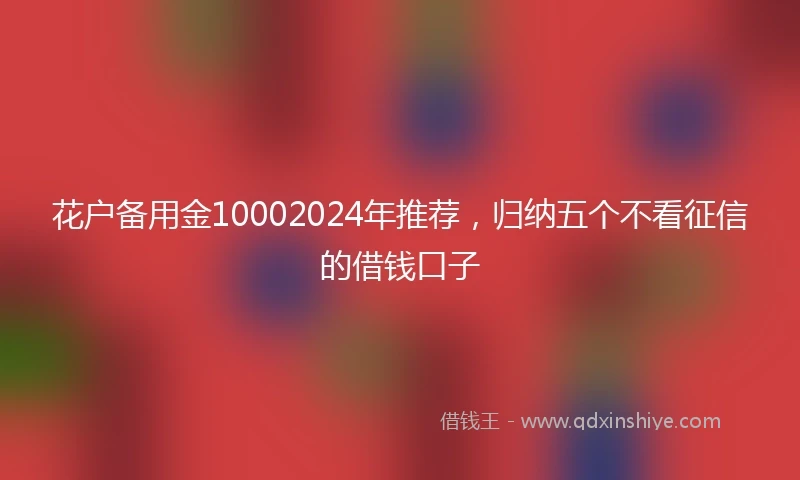 花户备用金10002024年推荐，归纳五个不看征信的借钱口子