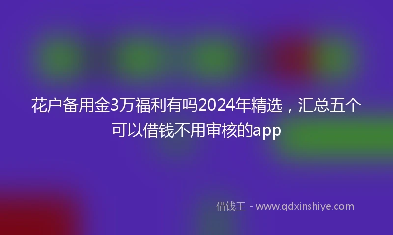 花户备用金3万福利有吗2024年精选，汇总五个可以借钱不用审核的app
