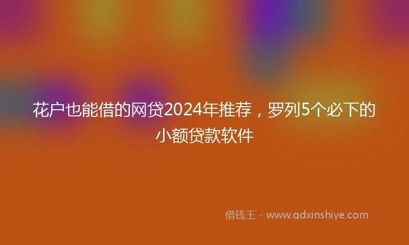 花户也能借的网贷2024年推荐，罗列5个必下的小额贷款软件
