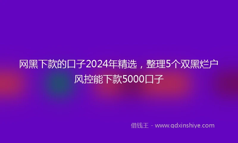 网黑下款的口子2024年精选，整理5个双黑烂户风控能下款5000口子