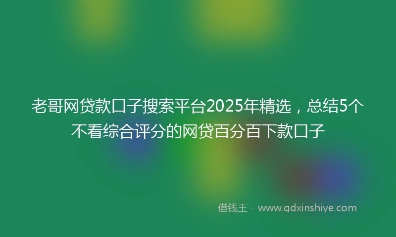 老哥网贷款口子搜索平台2025年精选，总结5个不看综合评分的网贷百分百下款口子