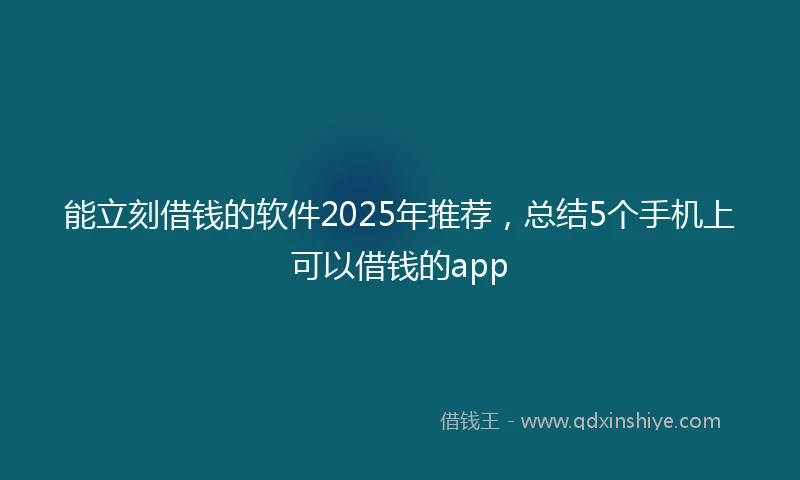 能立刻借钱的软件2025年推荐，总结5个手机上可以借钱的app