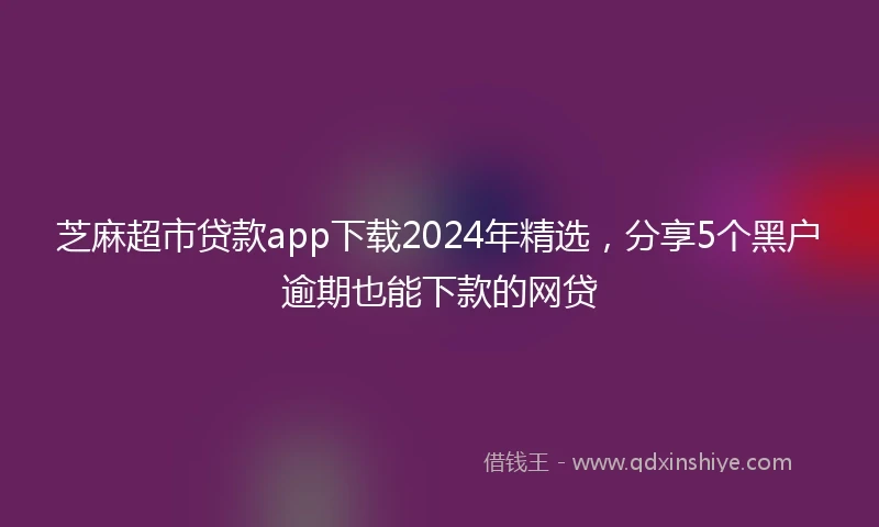 芝麻超市贷款app下载2024年精选，分享5个黑户逾期也能下款的网贷