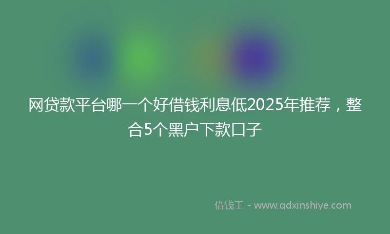 网贷款平台哪一个好借钱利息低2025年推荐，整合5个黑户下款口子