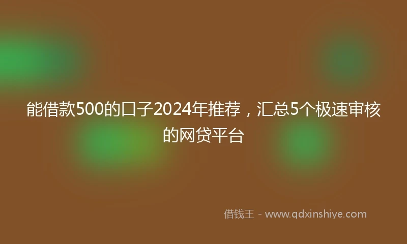 能借款500的口子2024年推荐，汇总5个极速审核的网贷平台
