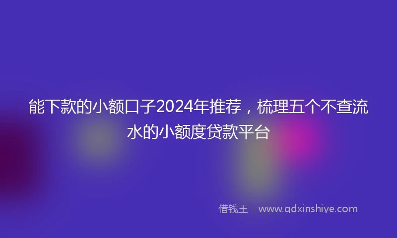 能下款的小额口子2024年推荐，梳理五个不查流水的小额度贷款平台