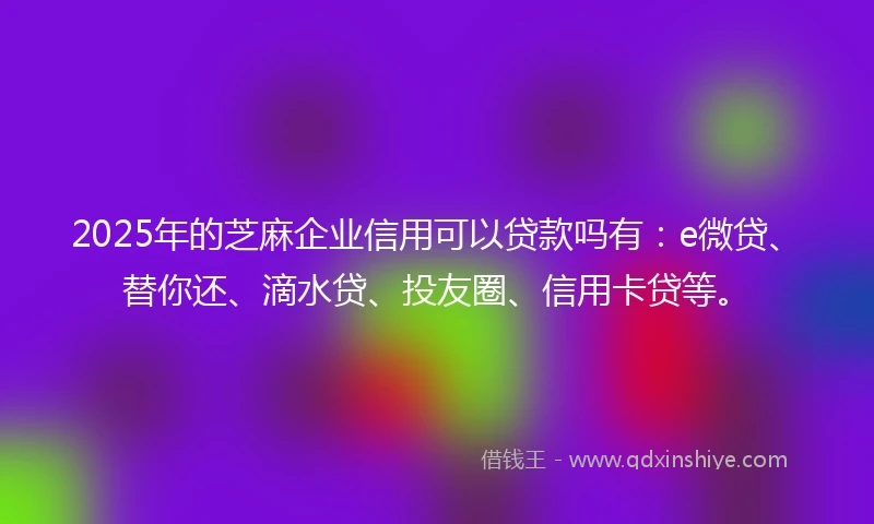 2025年的芝麻企业信用可以贷款吗有：e微贷、替你还、滴水贷、投友圈、信用卡贷等。