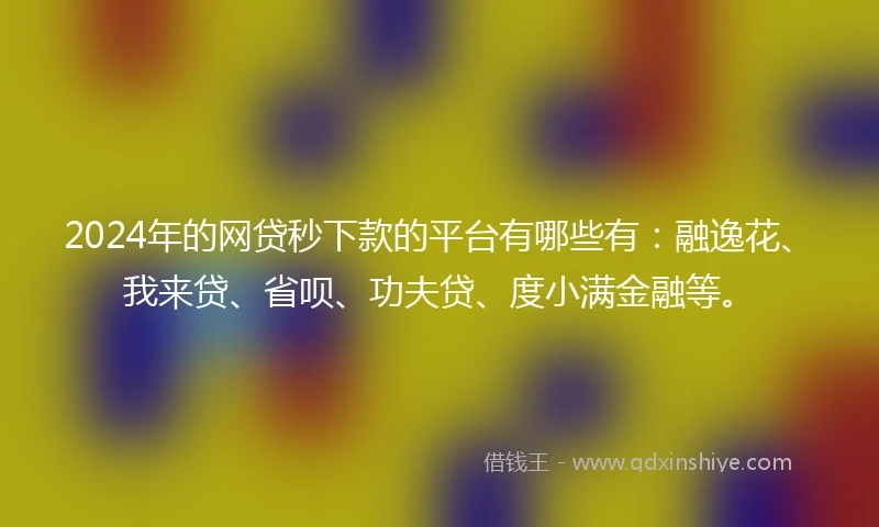 2024年的网贷秒下款的平台有哪些有：融逸花、我来贷、省呗、功夫贷、度小满金融等。