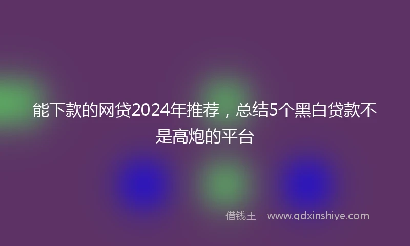能下款的网贷2024年推荐，总结5个黑白贷款不是高炮的平台