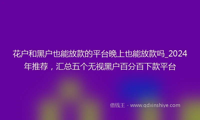 花户和黑户也能放款的平台晚上也能放款吗_2024年推荐，汇总五个无视黑户百分百下款平台