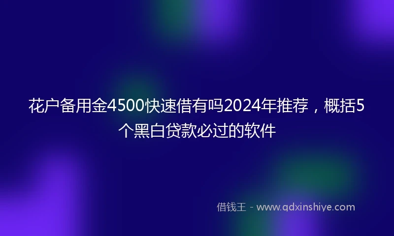 花户备用金4500快速借有吗2024年推荐，概括5个黑白贷款必过的软件
