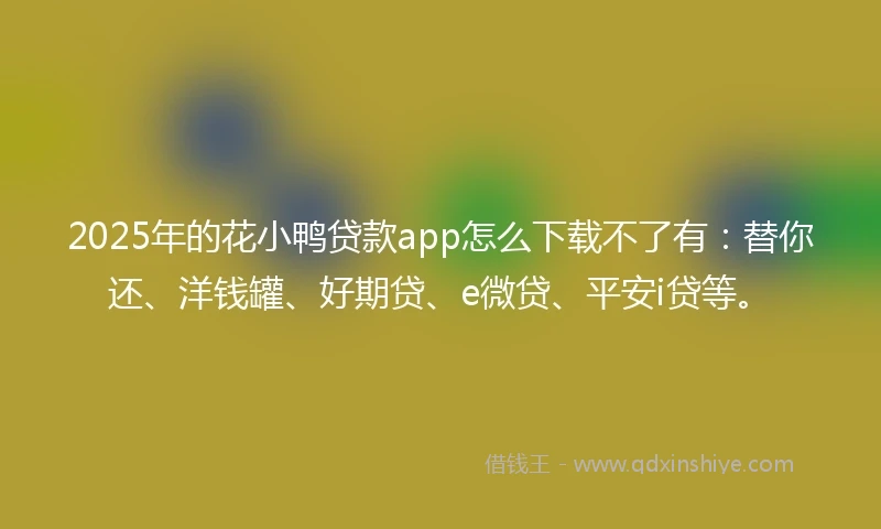 2025年的花小鸭贷款app怎么下载不了有：替你还、洋钱罐、好期贷、e微贷、平安i贷等。