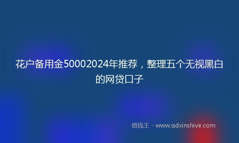 花户备用金50002024年推荐，整理五个无视黑白的网贷口子
