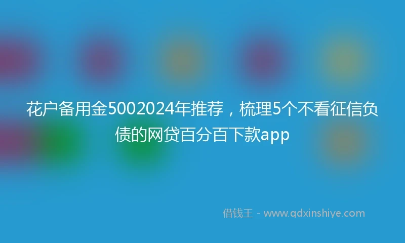 花户备用金5002024年推荐，梳理5个不看征信负债的网贷百分百下款app