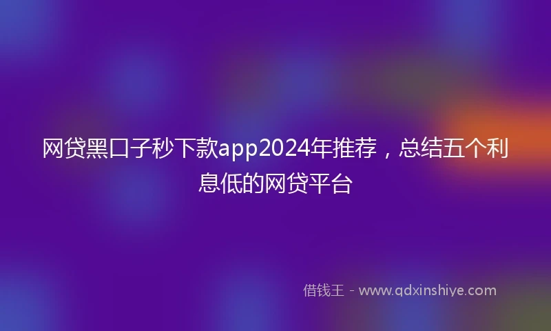网贷黑口子秒下款app2024年推荐，总结五个利息低的网贷平台