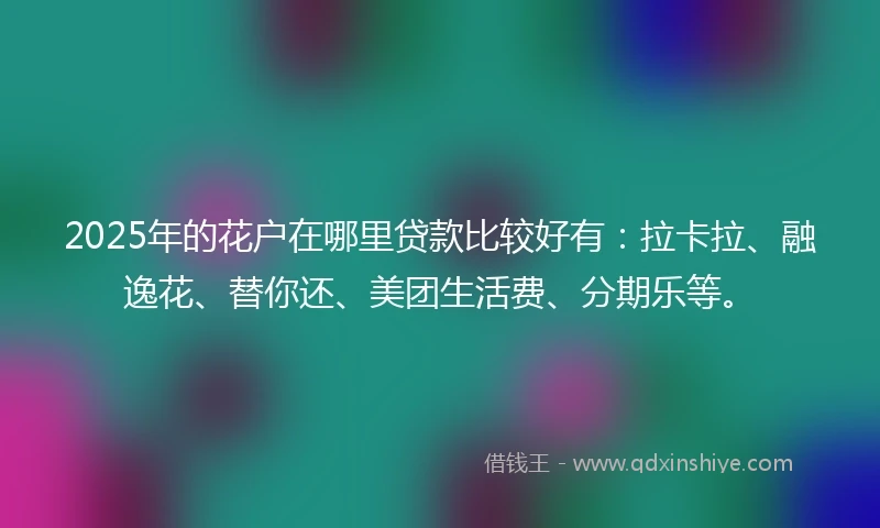 2025年的花户在哪里贷款比较好有：拉卡拉、融逸花、替你还、美团生活费、分期乐等。