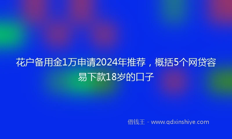 花户备用金1万申请2024年推荐，概括5个网贷容易下款18岁的口子