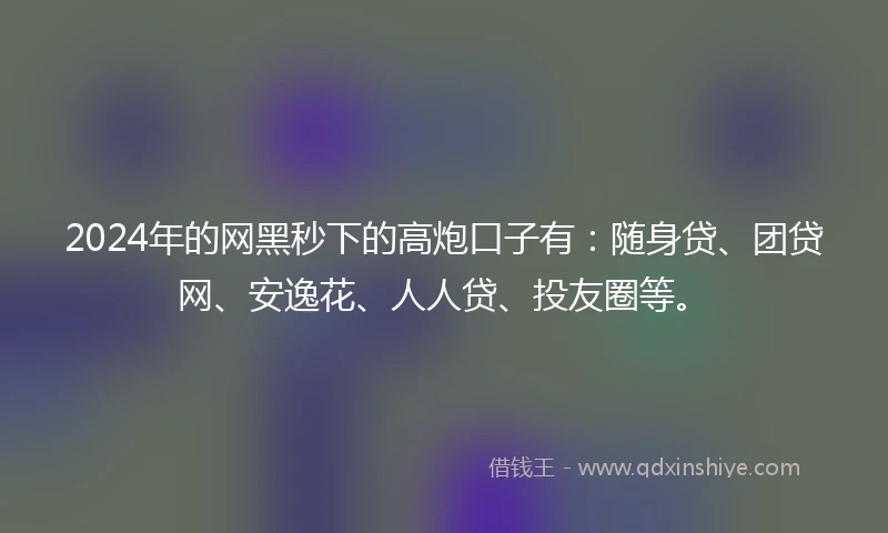2024年的网黑秒下的高炮口子有：随身贷、团贷网、安逸花、人人贷、投友圈等。