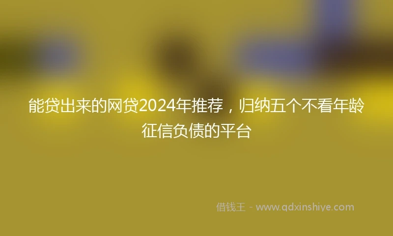 能贷出来的网贷2024年推荐，归纳五个不看年龄征信负债的平台