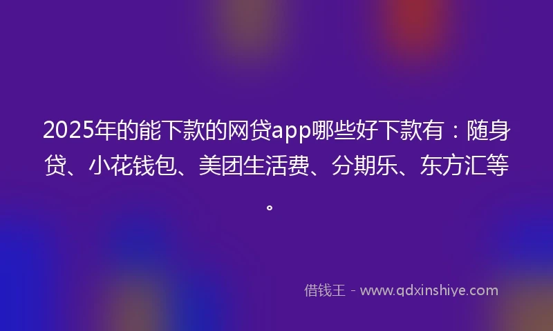 2025年的能下款的网贷app哪些好下款有：随身贷、小花钱包、美团生活费、分期乐、东方汇等。